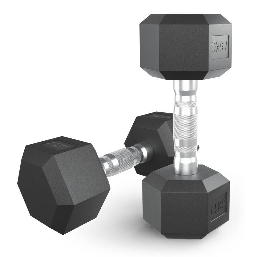 Гантель гексагональная UNIX Fit обрезиненная 7,5 кг, 2 шт.