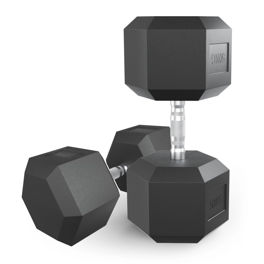 Гантель гексагональная UNIX Fit обрезиненная 50 кг, 2 шт.