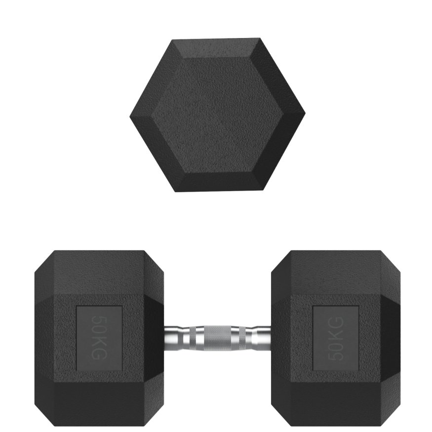 Гантель гексагональная UNIX Fit обрезиненная 50 кг, 2 шт.