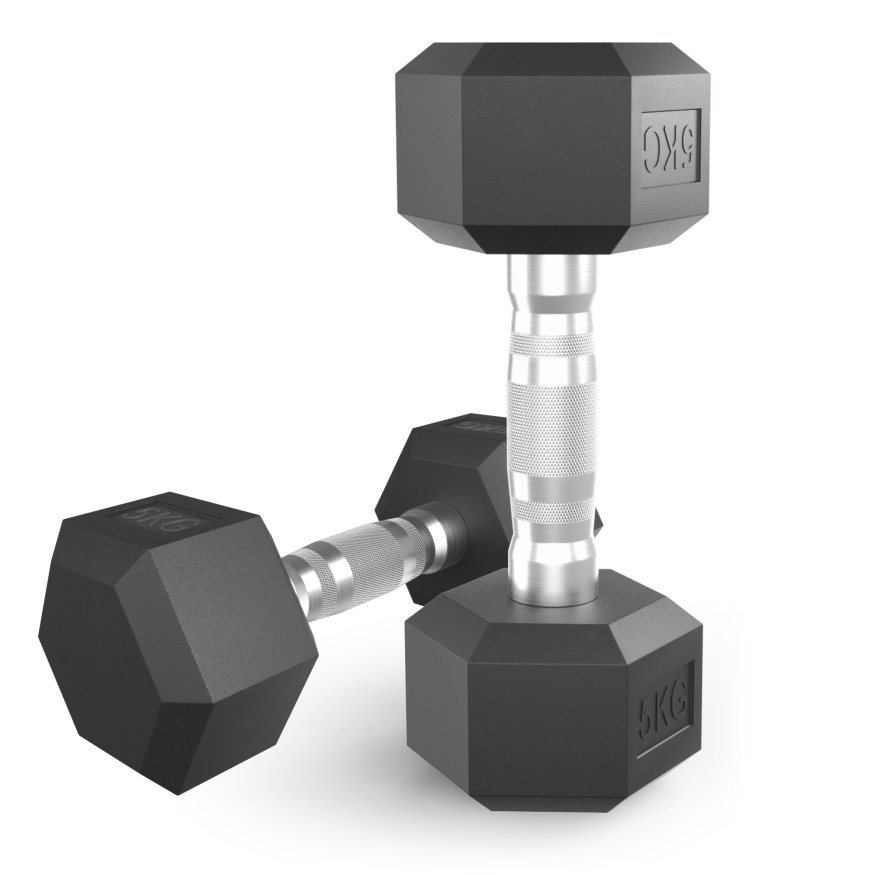 Гантель гексагональная UNIX Fit обрезиненная 5 кг, 2 шт.