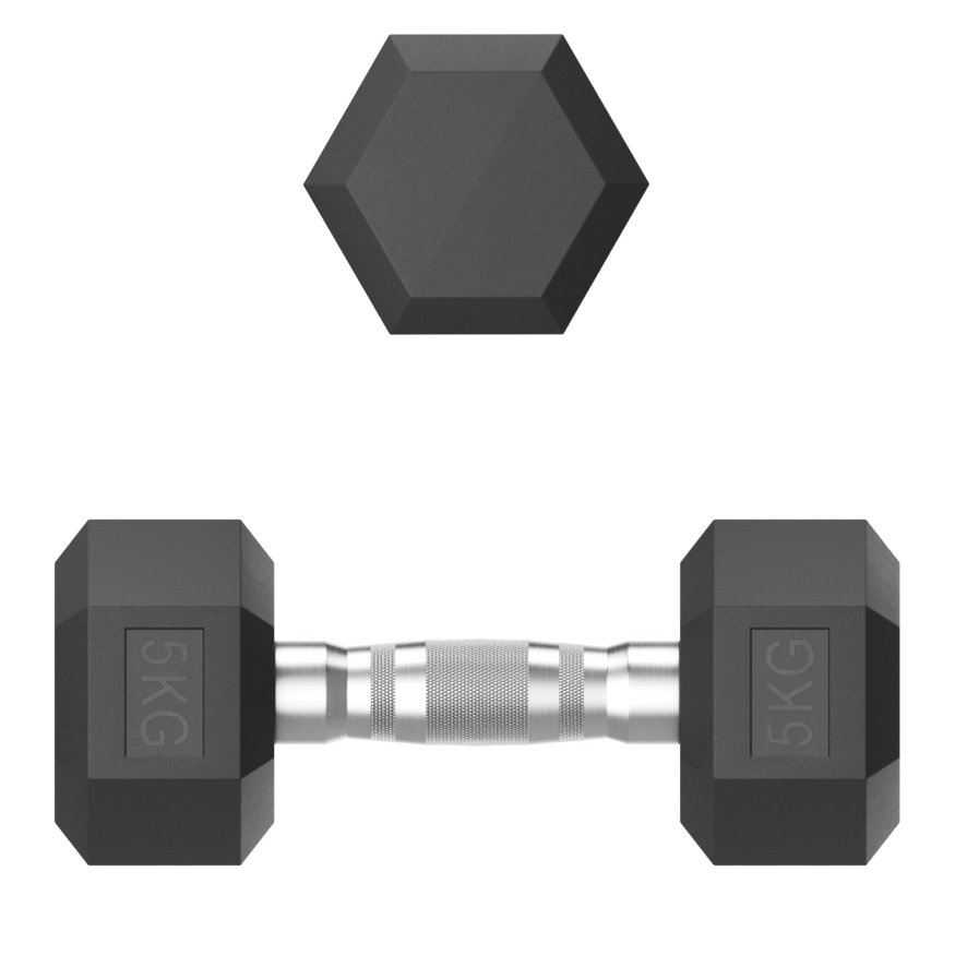 Гантель гексагональная UNIX Fit обрезиненная 5 кг, 2 шт.