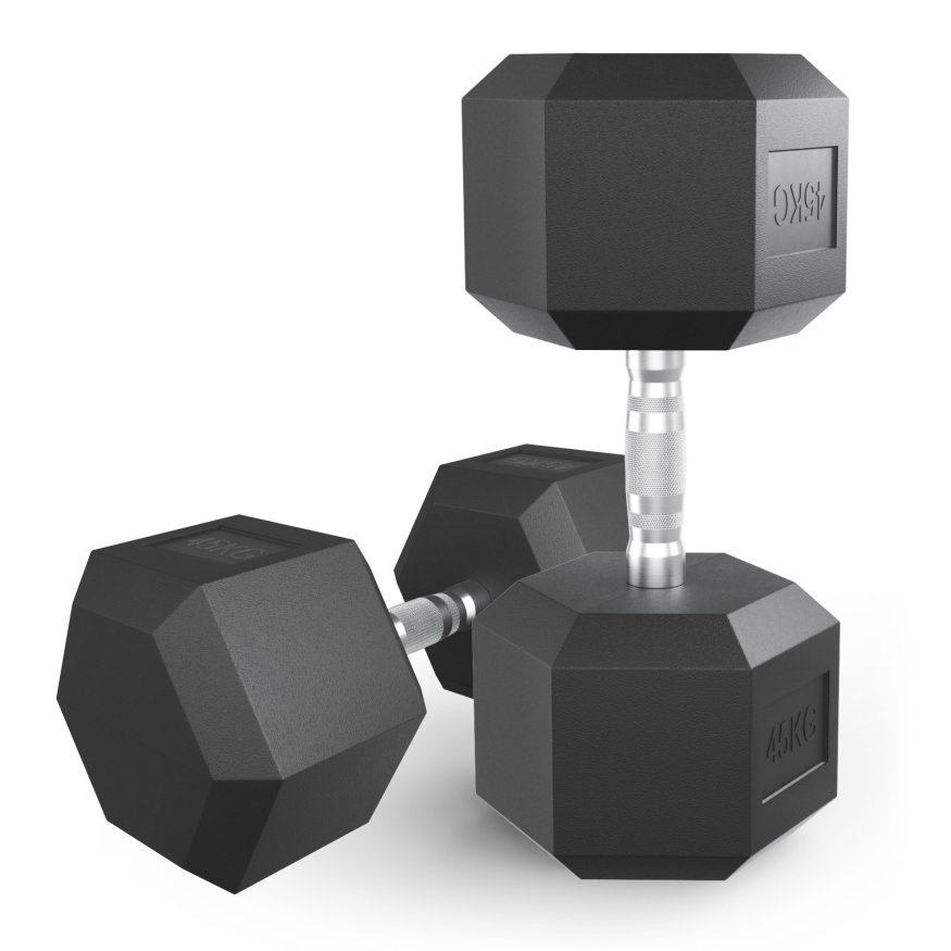 Гантель гексагональная UNIX Fit обрезиненная 45 кг, 2 шт.