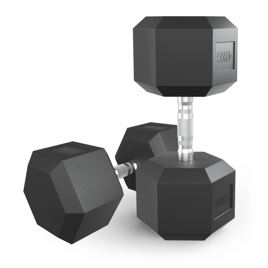 Гантель гексагональная UNIX Fit обрезиненная 40 кг, 2 шт.