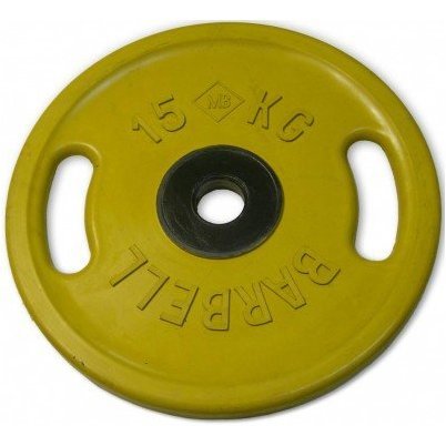 Блин обрезиненный (с ручками) желтый MB 15 кг ф50 мм Евро - Классик