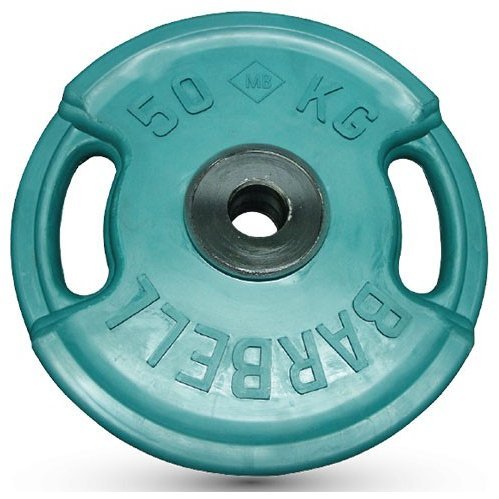 Блин обрезиненный (с ручками) зеленый MB 50 кг ф50 мм Евро - Классик