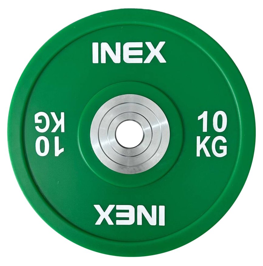 Олимпийский диск в уретане INEX PU Bumper Plate 25 кг, красный/белый