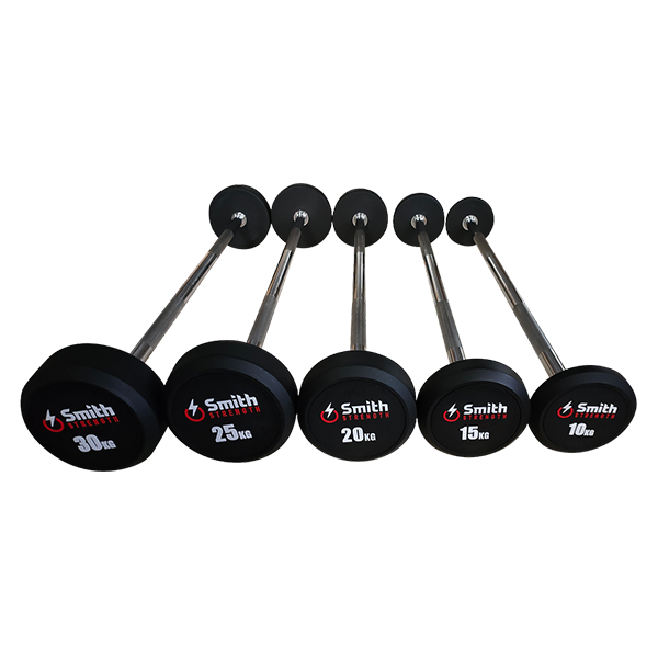 Набор обрезиненных фиксированных штанг Smith DB145-BS 10-30кг с прямой ручкой, шаг 5кг