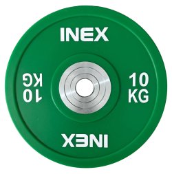 Олимпийский диск в уретане INEX PU Bumper Plate 15 кг, желтый/белый