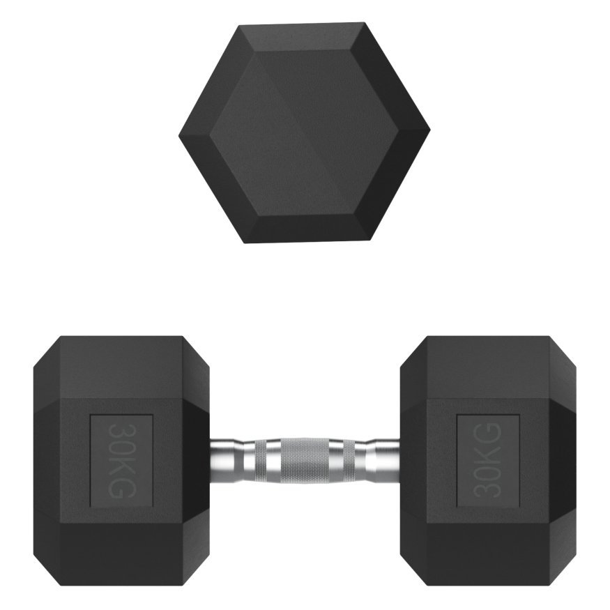 Гантель гексагональная UNIX Fit обрезиненная 30 кг, 2 шт.