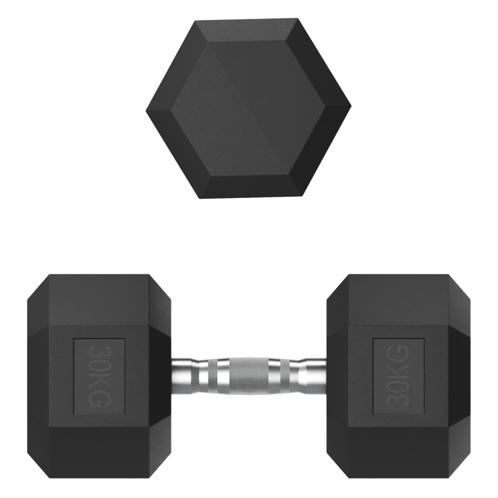 Гантель гексагональная UNIX Fit обрезиненная 30 кг, 2 шт.