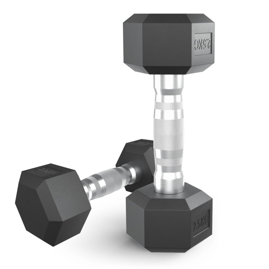 Гантель гексагональная UNIX Fit обрезиненная 2,5 кг, 2 шт.