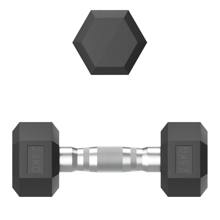 Гантель гексагональная UNIX Fit обрезиненная 2,5 кг, 2 шт.