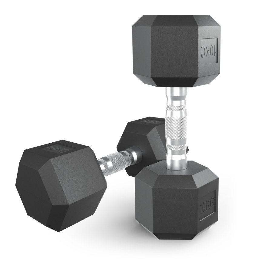 Гантель гексагональная UNIX Fit обрезиненная 10 кг, 2 шт.