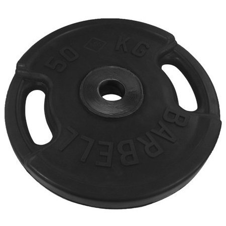 Блин обрезиненный MB Barbell Евро - Классик 50 кг, с ручками, черный ф50 мм