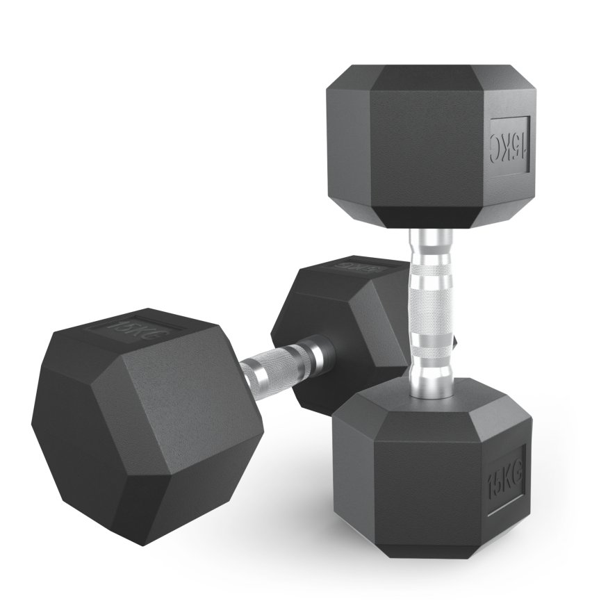 Гантель гексагональная UNIX Fit обрезиненная 15 кг, 2 шт.