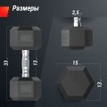 Гантель гексагональная UNIX Fit обрезиненная 15 кг, 2 шт.