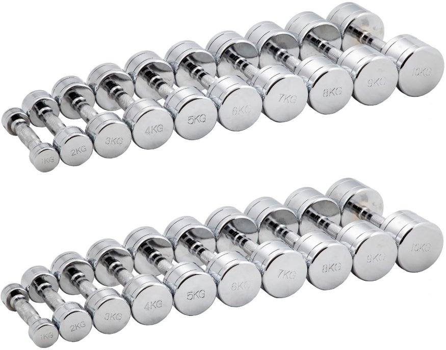 Гантельный ряд CHROME (шаг 1 кг, 10 пар) PROFI-FIT 1-10 кг