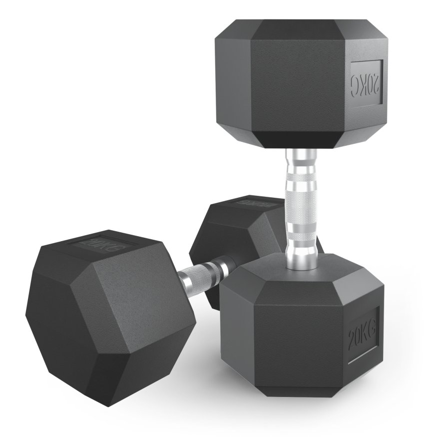 Гантель гексагональная UNIX Fit обрезиненная 20 кг, 2 шт.