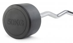 Штанга неразборная обрезиненная 50 кг. Изогнутый гриф. VictoryFit VF-DX5500