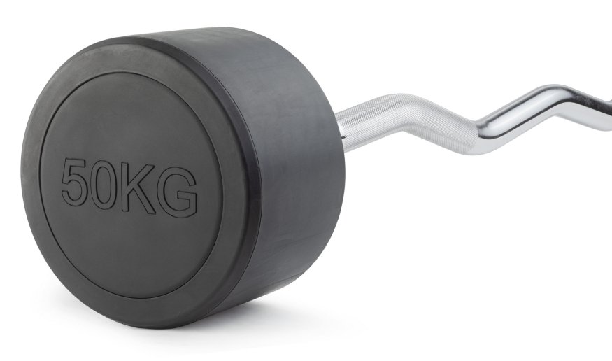 Штанга неразборная обрезиненная 50 кг. Изогнутый гриф. VictoryFit VF-DX5500