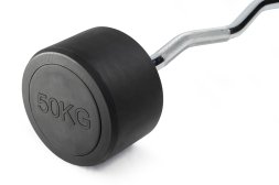 Штанга неразборная обрезиненная 50 кг. Изогнутый гриф. VictoryFit VF-DX5500