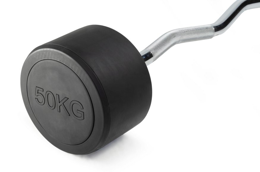 Штанга неразборная обрезиненная 50 кг. Изогнутый гриф. VictoryFit VF-DX5500