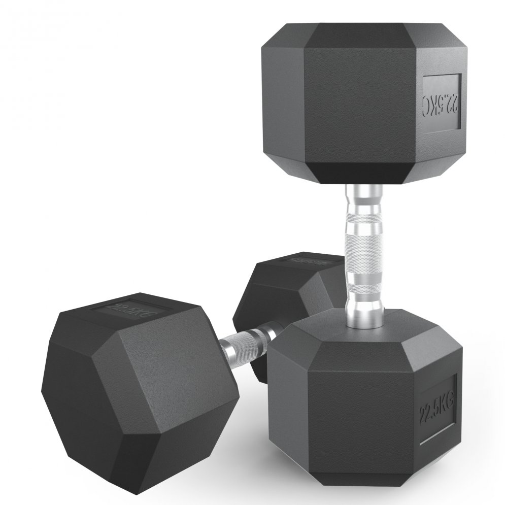 Гантель гексагональная UNIX Fit обрезиненная 22,5 кг, 2 шт.