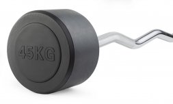 Штанга неразборная обрезиненная 45 кг. Изогнутый гриф. VictoryFit VF-DX5450