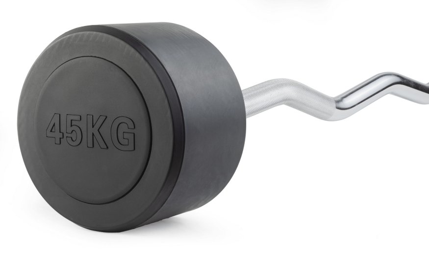 Штанга неразборная обрезиненная 45 кг. Изогнутый гриф. VictoryFit VF-DX5450