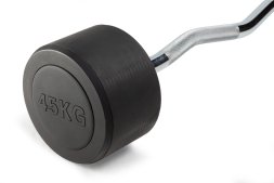 Штанга неразборная обрезиненная 45 кг. Изогнутый гриф. VictoryFit VF-DX5450