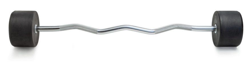 Штанга неразборная обрезиненная 45 кг. Изогнутый гриф. VictoryFit VF-DX5450