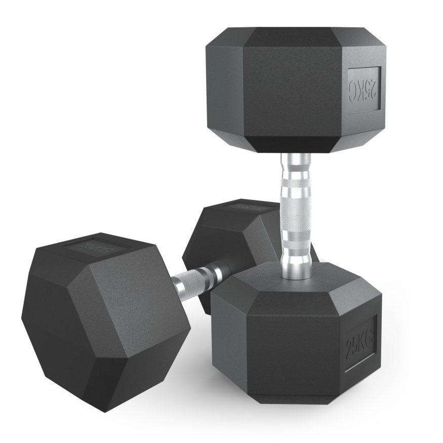 Гантель гексагональная UNIX Fit обрезиненная 25 кг, 2 шт.