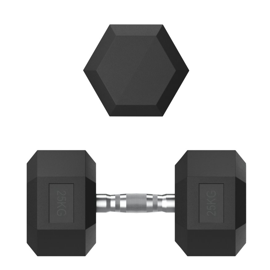 Гантель гексагональная UNIX Fit обрезиненная 25 кг, 2 шт.