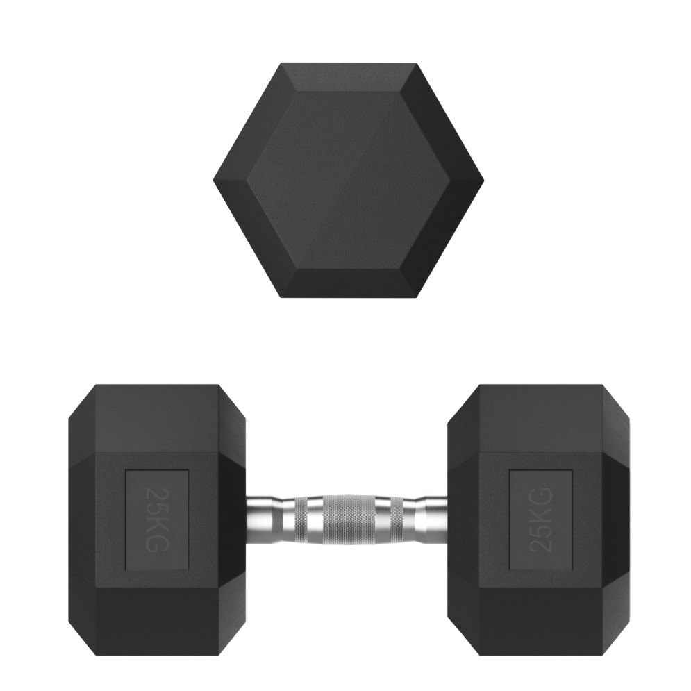 Гантель гексагональная UNIX Fit обрезиненная 25 кг, 2 шт.