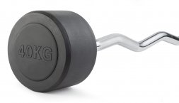 Штанга неразборная обрезиненная 40 кг. Изогнутый гриф. VictoryFit VF-DX5400