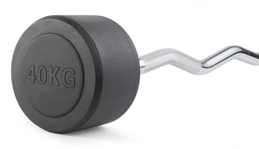 Штанга неразборная обрезиненная 40 кг. Изогнутый гриф. VictoryFit VF-DX5400