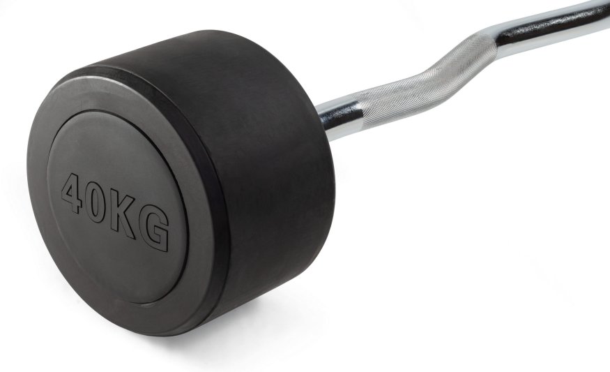 Штанга неразборная обрезиненная 40 кг. Изогнутый гриф. VictoryFit VF-DX5400