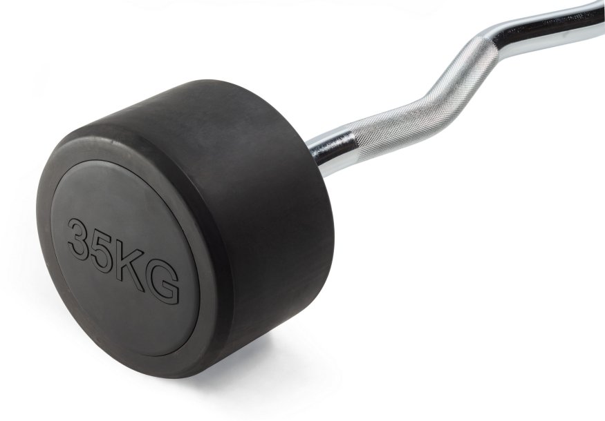 Штанга неразборная обрезиненная 35 кг. Изогнутый гриф. VictoryFit VF-DX5350