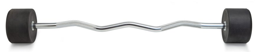 Штанга неразборная обрезиненная 35 кг. Изогнутый гриф. VictoryFit VF-DX5350