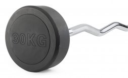 Штанга неразборная обрезиненная 30 кг. Изогнутый гриф. VictoryFit VF-DX5300