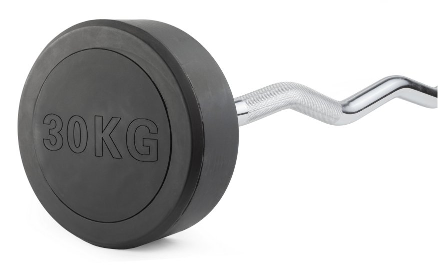 Штанга неразборная обрезиненная 30 кг. Изогнутый гриф. VictoryFit VF-DX5300