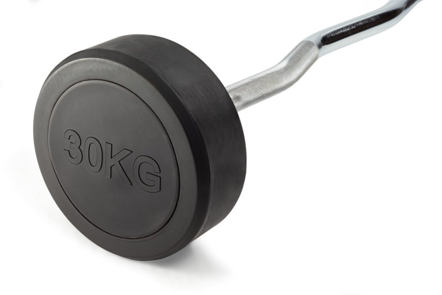 Штанга неразборная обрезиненная 30 кг. Изогнутый гриф. VictoryFit VF-DX5300