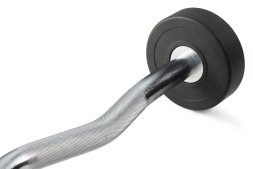 Штанга неразборная обрезиненная 30 кг. Изогнутый гриф. VictoryFit VF-DX5300