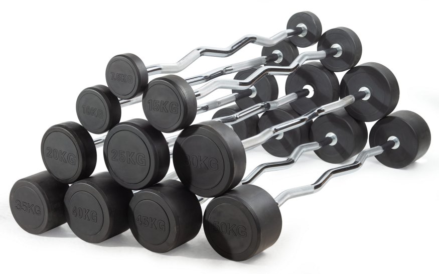 Штанга неразборная обрезиненная 30 кг. Изогнутый гриф. VictoryFit VF-DX5300