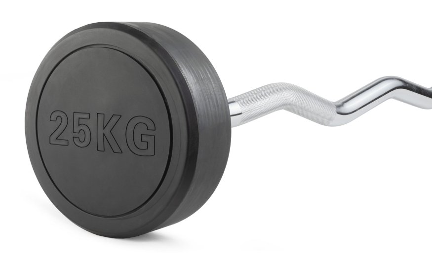 Штанга неразборная обрезиненная 25 кг. Изогнутый гриф. VictoryFit VF-DX5250