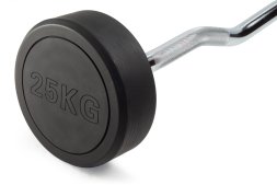 Штанга неразборная обрезиненная 25 кг. Изогнутый гриф. VictoryFit VF-DX5250