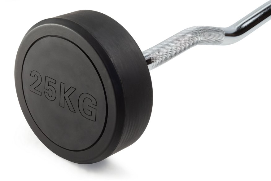 Штанга неразборная обрезиненная 25 кг. Изогнутый гриф. VictoryFit VF-DX5250