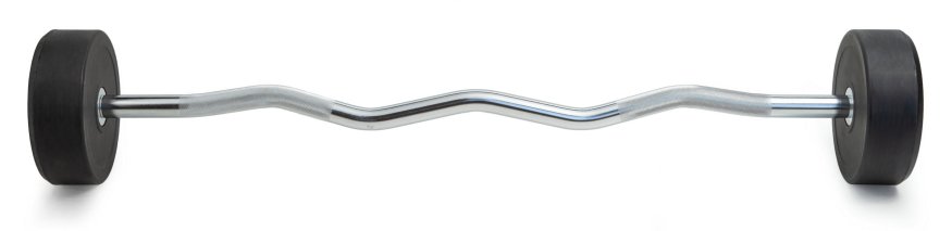 Штанга неразборная обрезиненная 25 кг. Изогнутый гриф. VictoryFit VF-DX5250