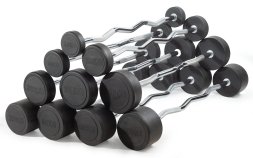 Штанга неразборная обрезиненная 25 кг. Изогнутый гриф. VictoryFit VF-DX5250