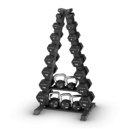 Стойка вертикальная для гантелей и полками для гирь на 8 пар Matrix Fitness A-Frame DB Rack w/KB shelf